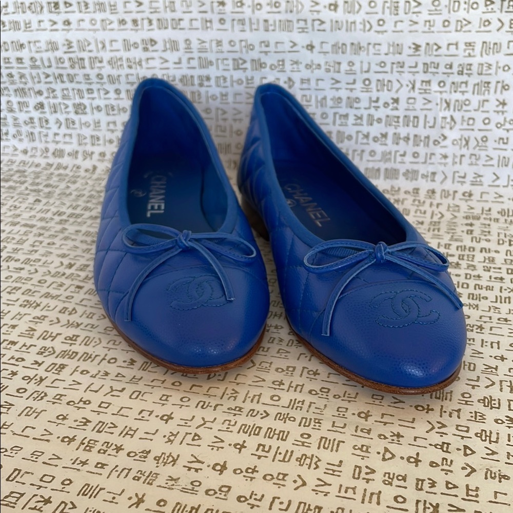 Chanel Blue Quilted Ballet Flats